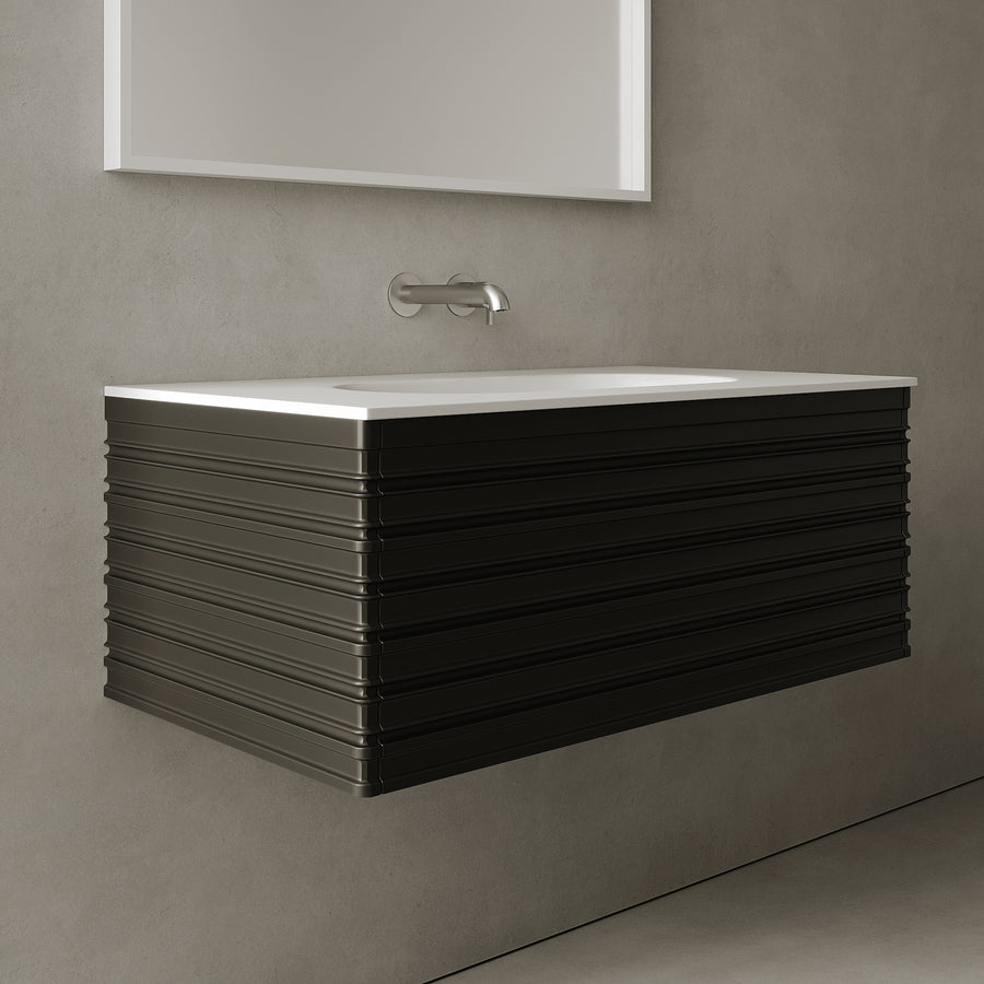 Rivara Silk Black 900mm Vanity Unit - Single Drawer with Single Basin