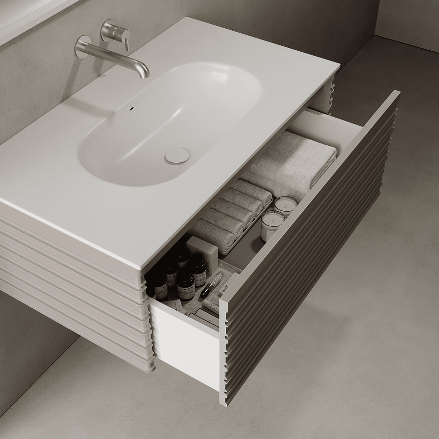 Rivara Taupe 900mm Vanity Unit - Single Drawer with Single Basin