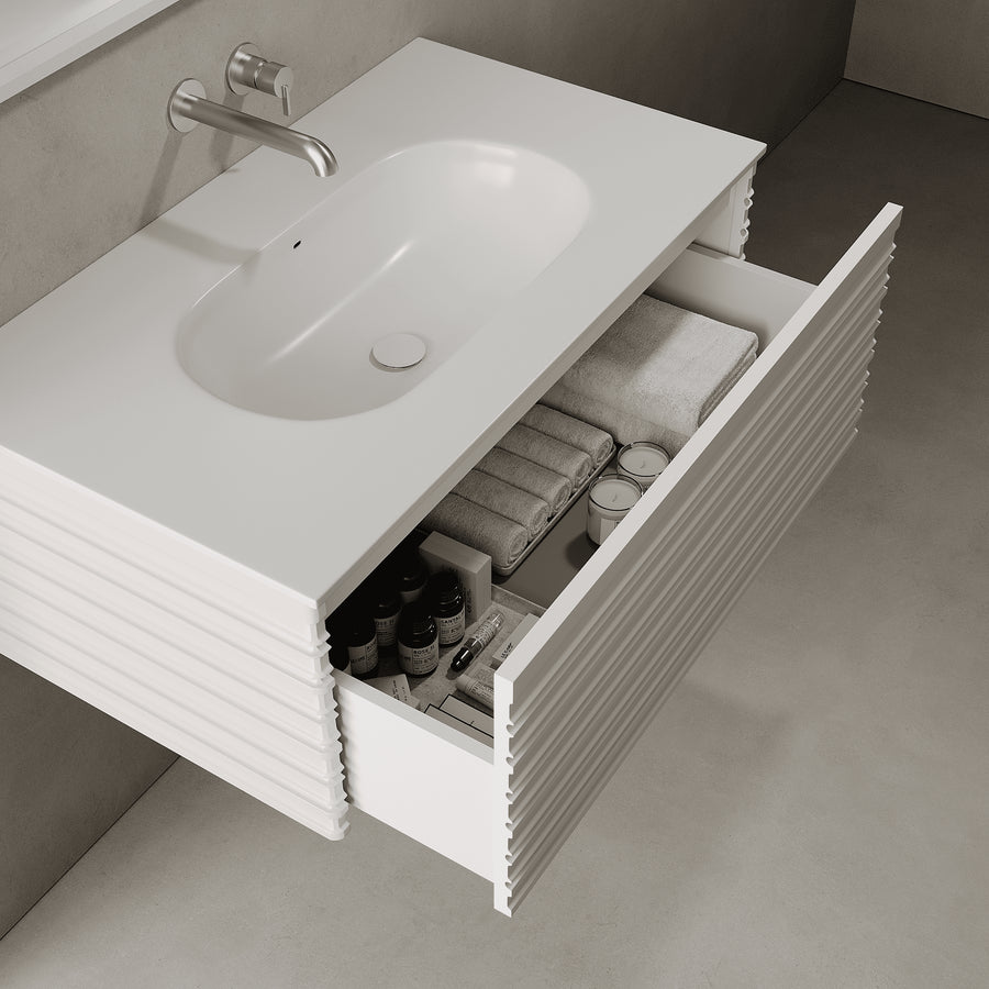 Rivara Snow White 900mm Vanity Unit - Single Drawer with Single Basin