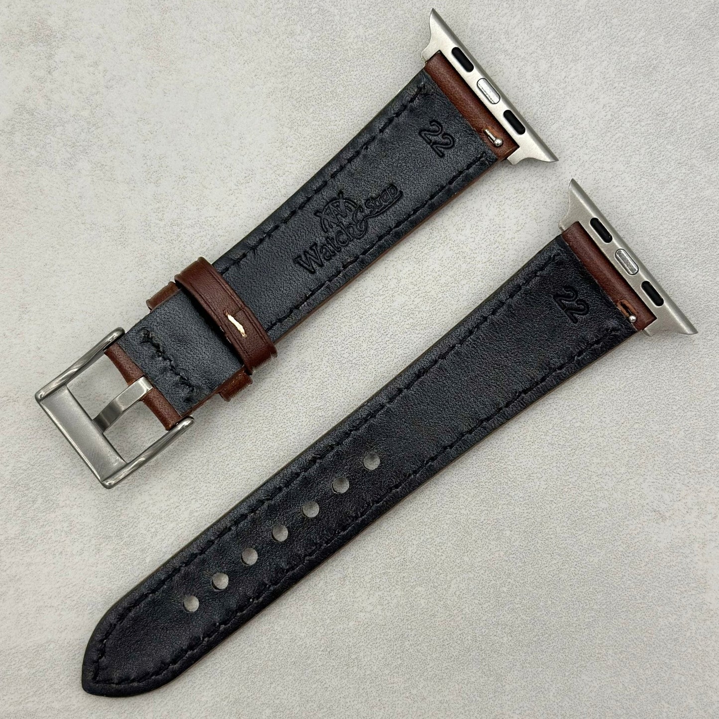 The Venice: Mocha Brown Italian Vegetable Tanned Leather Apple Watch Strap
