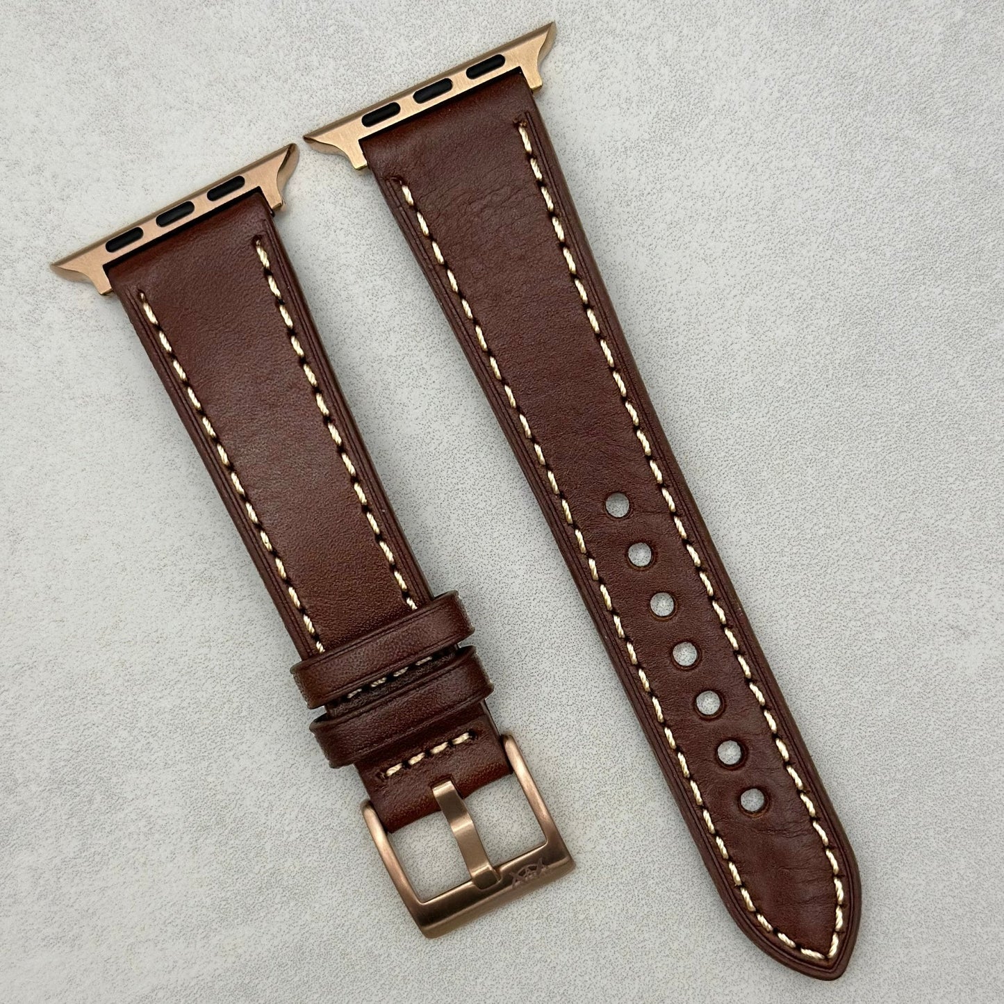 The Venice: Mocha Brown Italian Vegetable Tanned Leather Apple Watch Strap
