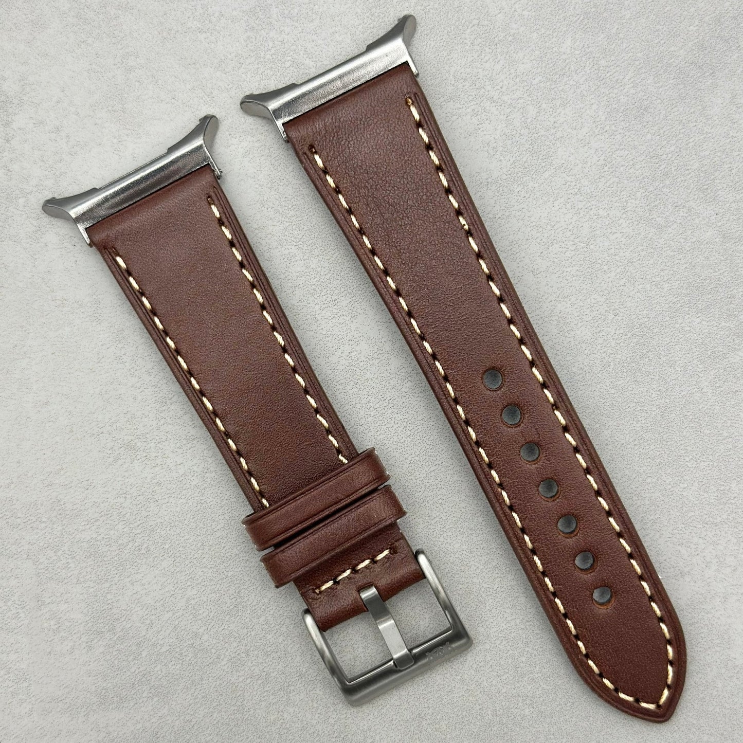 The Venice: Mocha Brown Italian Vegetable Tanned Leather Samsung Galaxy Watch Ultra Strap