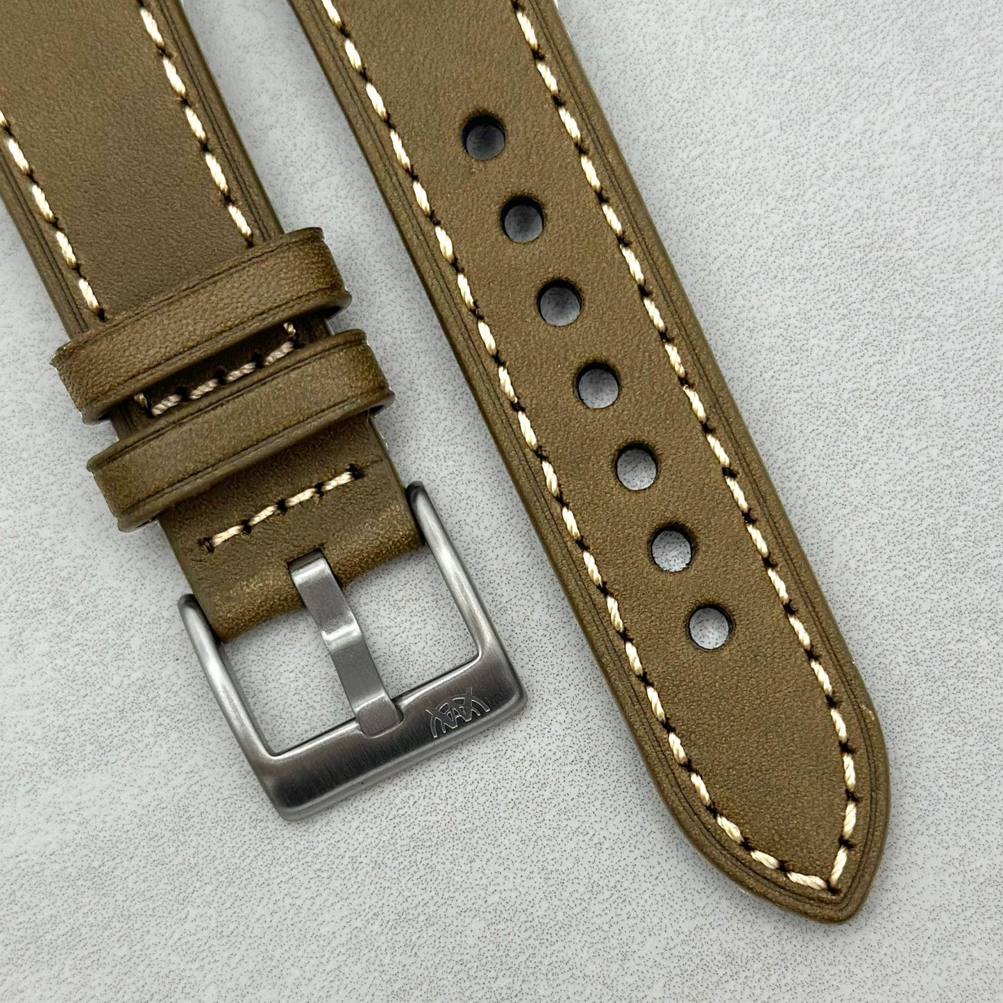 The Venice: Army Green Italian Vegetable Tanned Leather Google Pixel Watch Strap