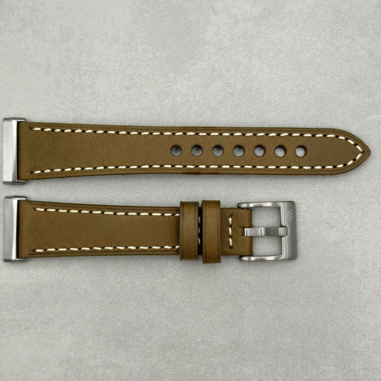The Venice: Army Green Italian Vegetable Tanned Leather Fitbit Sense/Versa Watch Strap