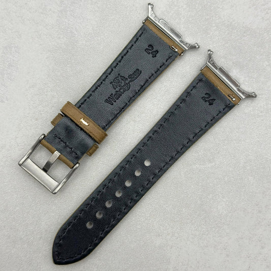 The Venice: Army Green Italian Vegetable Tanned Leather Samsung Galaxy Watch Ultra Strap