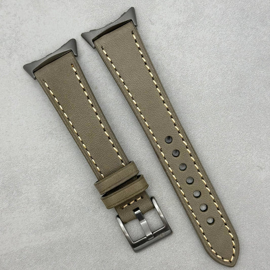 The Venice: Smoke Grey Italian Vegetable Tanned Leather Google Pixel Watch Strap