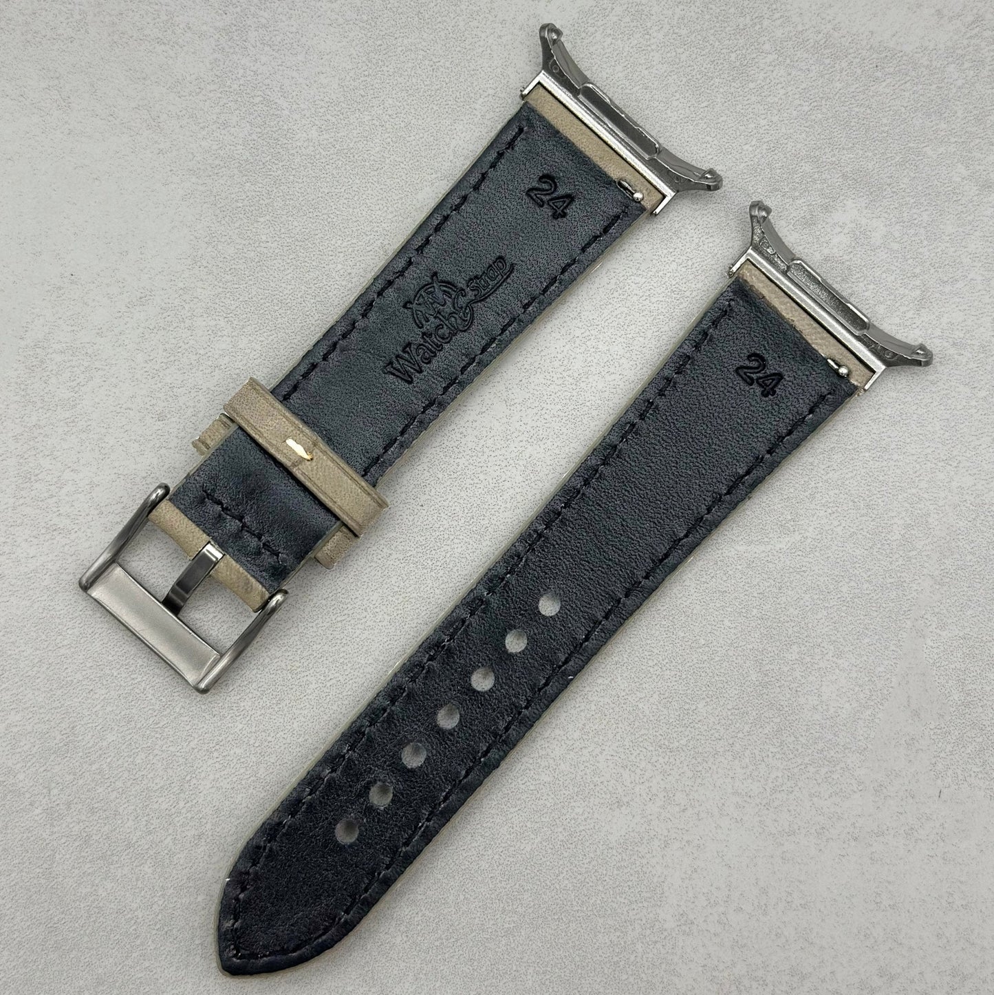 The Venice: Smoke Grey Italian Vegetable Tanned Leather Samsung Galaxy Watch Ultra Strap