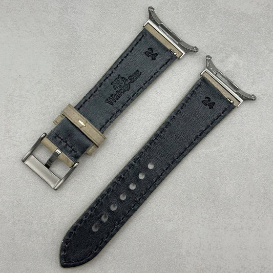 The Venice: Smoke Grey Italian Vegetable Tanned Leather Samsung Galaxy Watch Ultra Strap