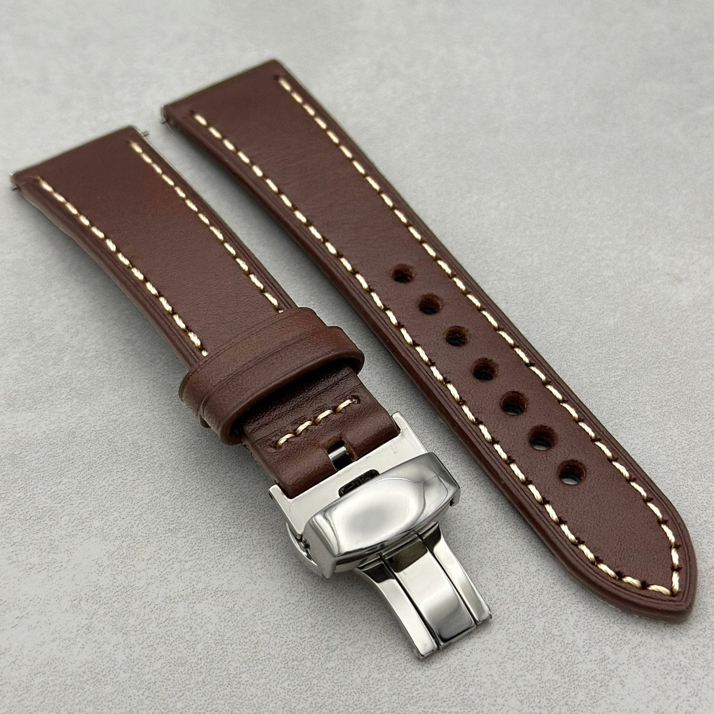 The Venice: Mocha Brown Italian Vegetable Tanned Leather Samsung Galaxy Watch Ultra Strap