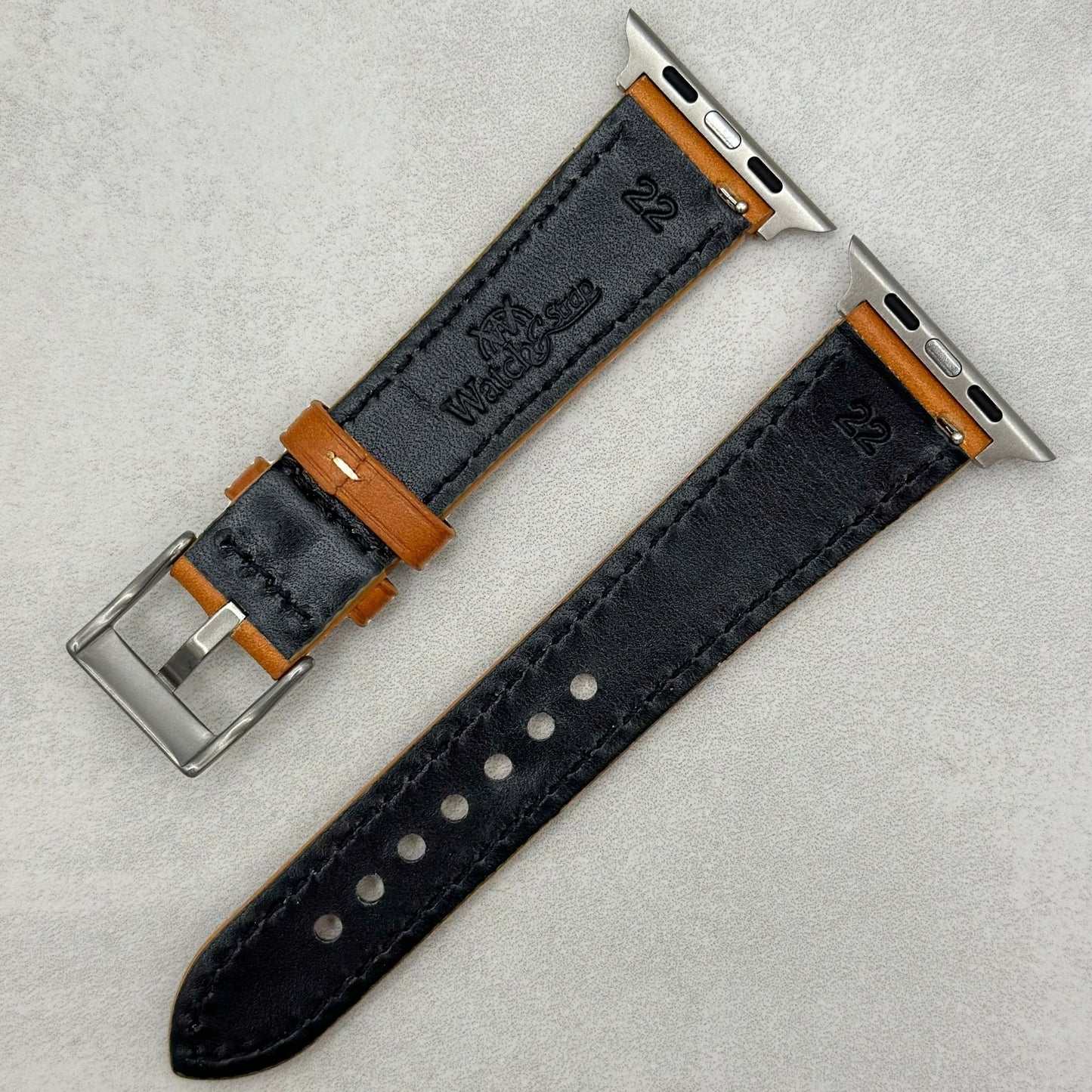 The Venice: Caramel Tan Italian Vegetable Tanned Leather Apple Watch Strap