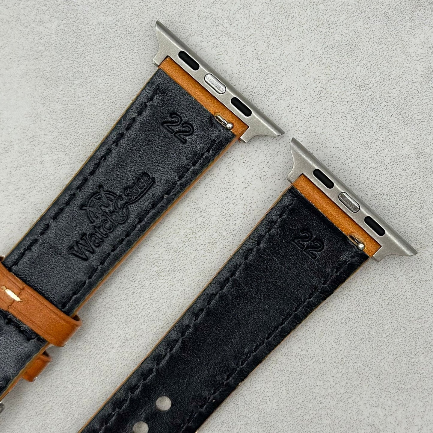 The Venice: Caramel Tan Italian Vegetable Tanned Leather Apple Watch Strap