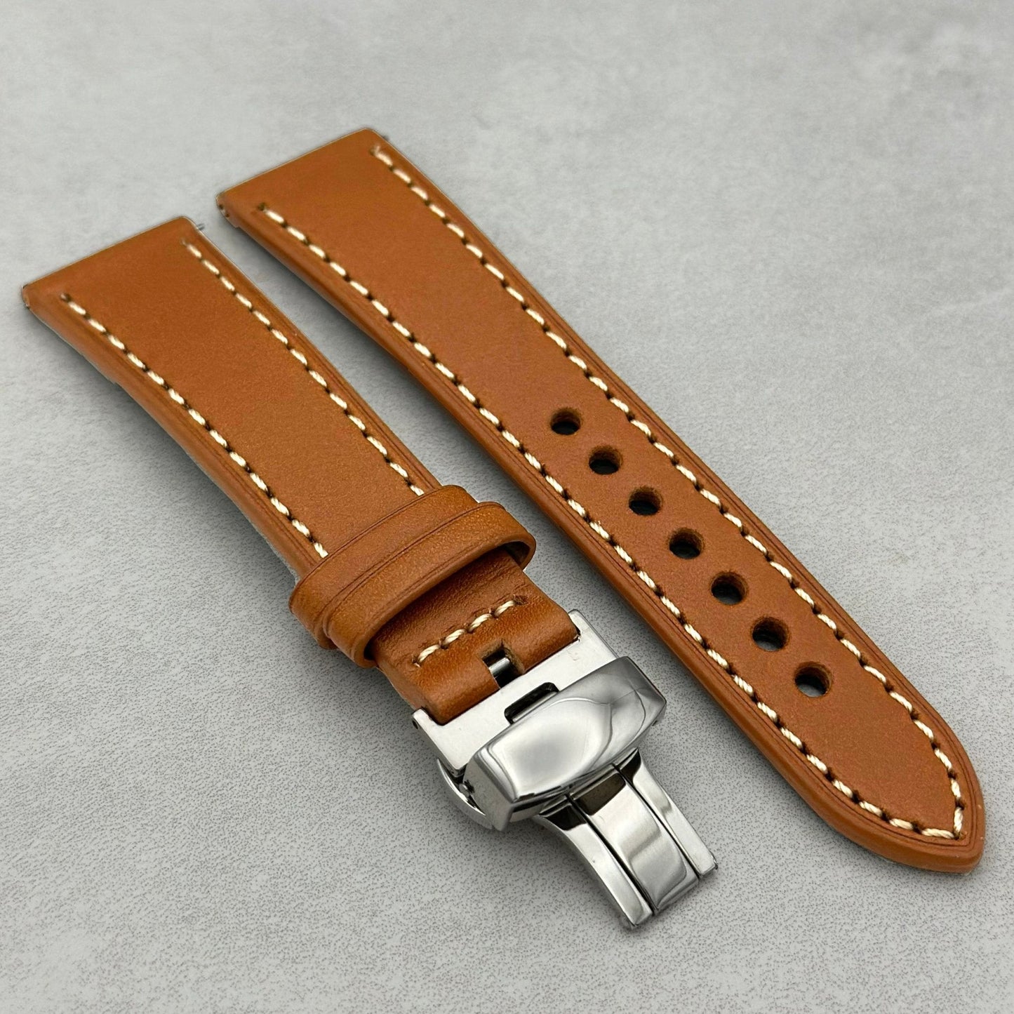 The Venice: Caramel Tan Italian Vegetable Tanned Leather Samsung Galaxy Watch Ultra Strap