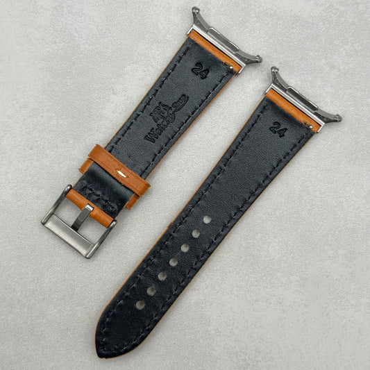 The Venice: Caramel Tan Italian Vegetable Tanned Leather Samsung Galaxy Watch Ultra Strap