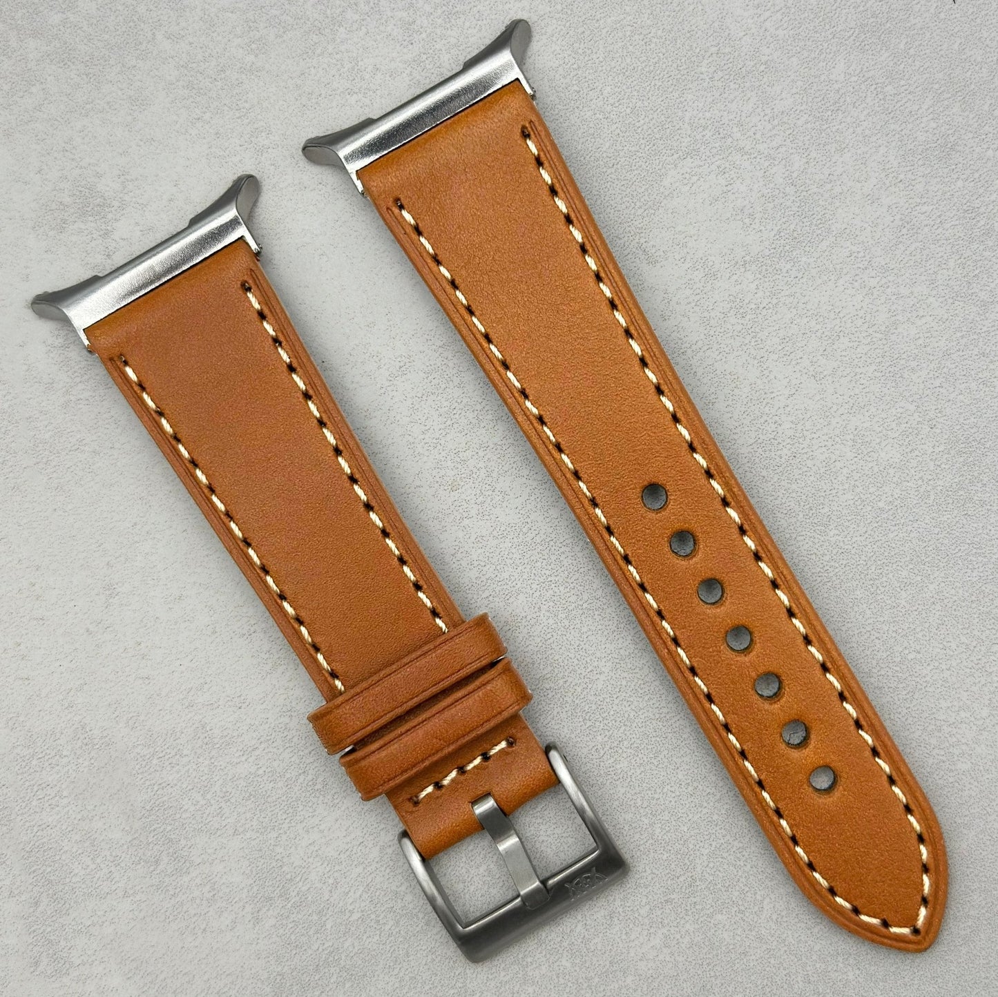 The Venice: Caramel Tan Italian Vegetable Tanned Leather Samsung Galaxy Watch Ultra Strap