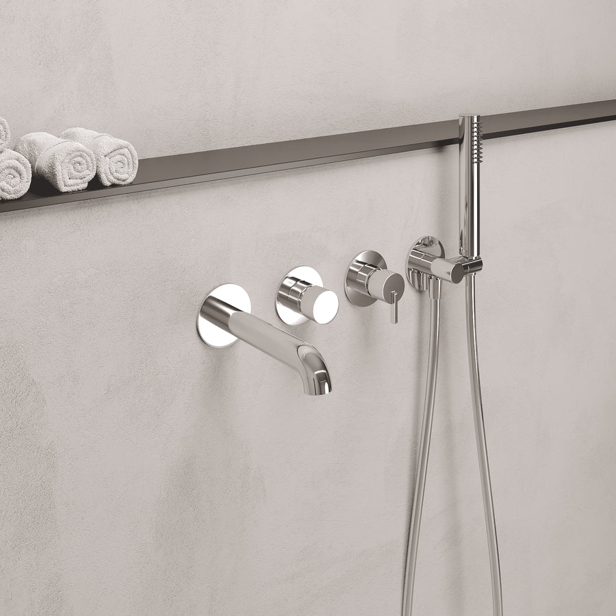 Lia Wall Mounted Bath Mixer with Shower Set - Chrome