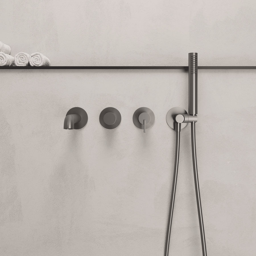 Lia Wall Mounted Bath Mixer with Shower Set - Titanium