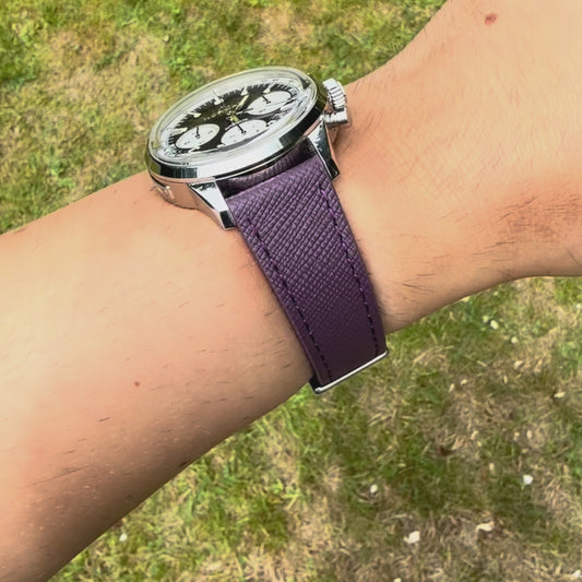 The Florence: Royal Purple Saffiano Leather Watch Strap