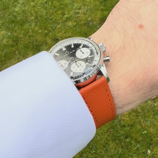 The Florence: Deep Saffron Orange Saffiano Leather Watch Strap