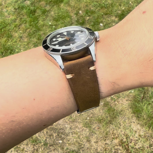 The Madrid: Chocolate Brown Vintage Full Grain Leather Watch Strap