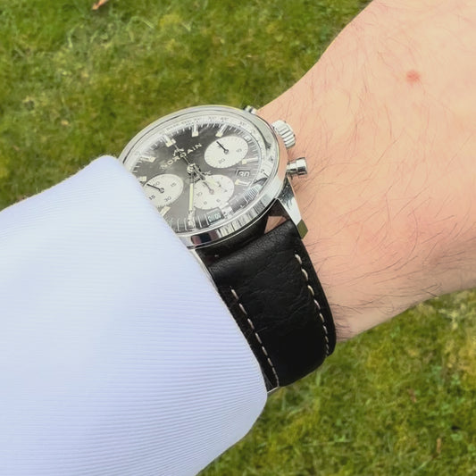 The Rome: Jet Black Italian Full Grain Leather Google Pixel Watch Strap