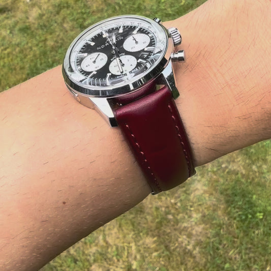 The Athens: Wine Red Full Grain Leather Watch Strap