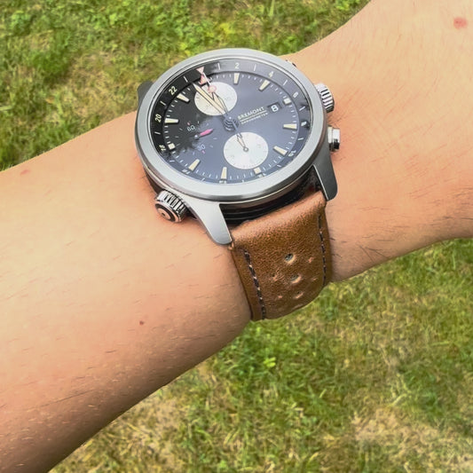 The Monte Carlo: Vintage Tan Perforated Leather Rally Watch Strap